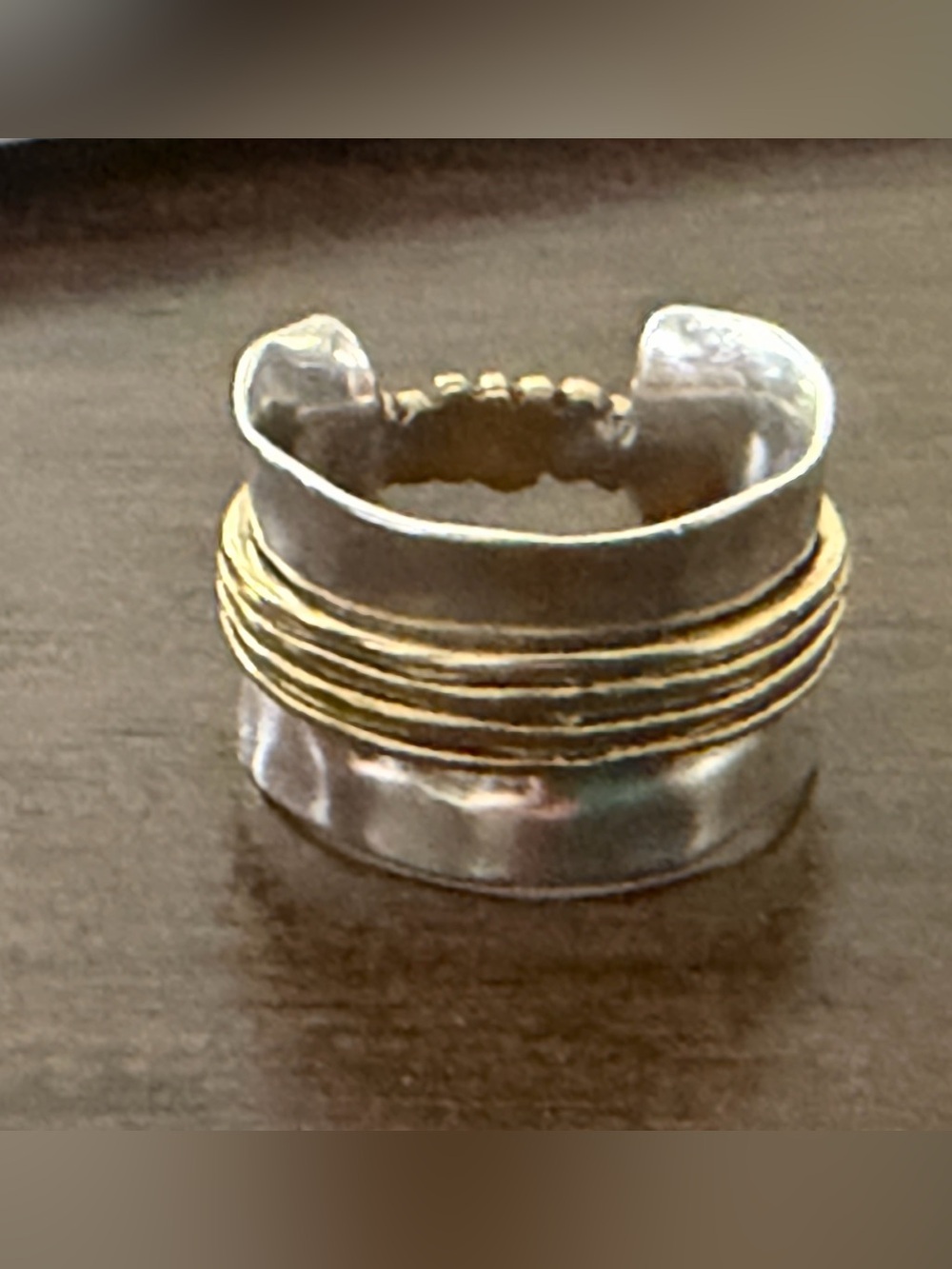 Grace & Heart G&H DOTTED LINE Mixed Metal .925 SS Brass SIZE 6 COLLECTOR R1643